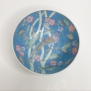 Vintage WBI Chinoiserie Blue Pink Decorative Bowl